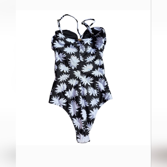 Patbo Dahlia Floral swimsuit Revolve Lace-Up One Piece Black Floral NWT Tags S - Picture 4 of 6